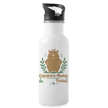 Capybara-Modus — Stress hat Tschüss gesagt - Trinkflasche mit integriertem Trinkhalm - Weiß - Rechts