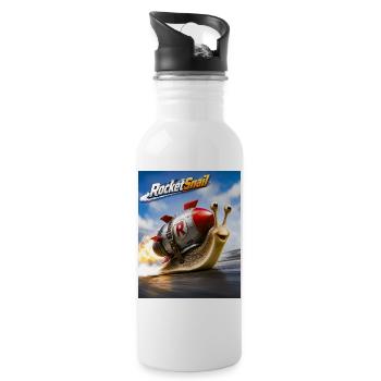 Rocket Snail Space Fast Adventure - Water bottle with straw - white - Right