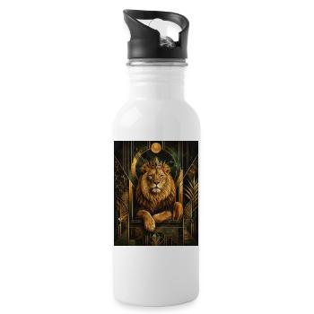 Lion avec couronne en or - Gourde avec paille intégrée - blanc - Droite