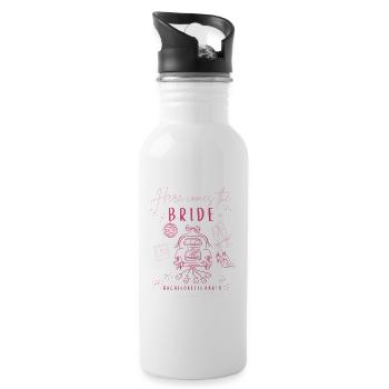 Rose pour la fête nuptiale : Mariée de la fête de garçon - Gourde avec paille intégrée - blanc - Droite