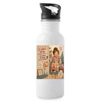 Nie wieder allein - Trinkflasche mit integriertem Trinkhalm - Weiß - Rechts