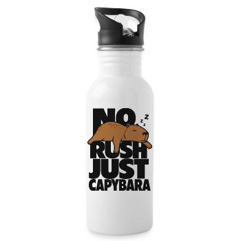 No Rush Just Capybara - Water bottle with straw - white - Right