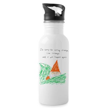 Sorry For Acting Strange Gartenzwerg Meme - Trinkflasche mit integriertem Trinkhalm - Weiß - Rechts