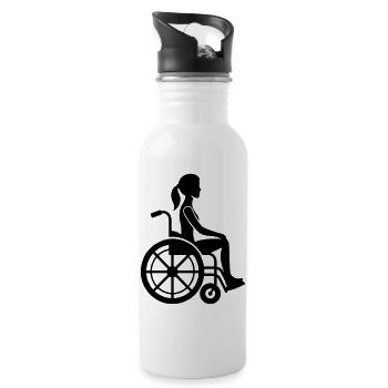 Woman in wheelchair - Water bottle with straw - white - Right