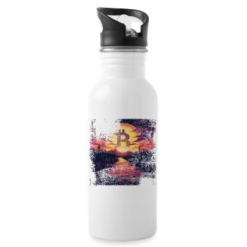 Orange Bitcoin HODL - used look - Trinkflasche mit integriertem Trinkhalm - Weiß - Rechts