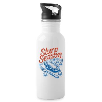 Slurp Season - Retro Oyster Seafood - Water bottle with straw - white - Right
