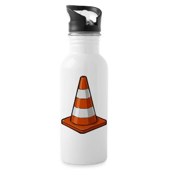 Kegelkunst Orange-Weiß Kegel - Trinkflasche mit integriertem Trinkhalm - Weiß - Rechts