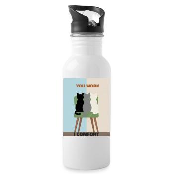 Cats in Chairs: Comfort over Work - Water bottle with straw - white - Right