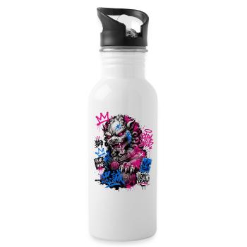 Graffiti Foo Dog Street Guardian - Trinkflasche mit integriertem Trinkhalm - Weiß - Rechts