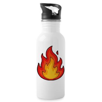 Flame Power Fire Icon - Water bottle with straw - white - Right