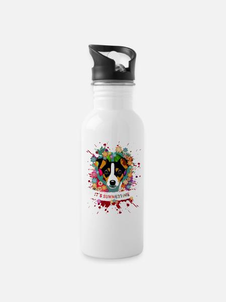 Pop Vintage Hippie - Gourde avec paille intégrée - blanc