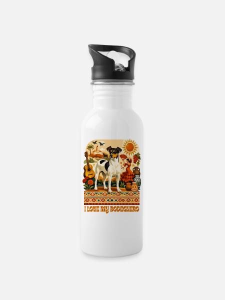 Andalucia Folk Style  - Trinkflasche mit integriertem Trinkhalm - Weiß