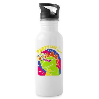 Dino Party Boombox Neon - Trinkflasche mit integriertem Trinkhalm - Weiß - Rechts