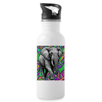 éléphant - Gourde avec paille intégrée - blanc - Droite