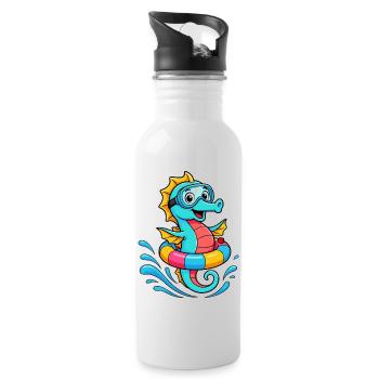 Funny seahorse - Water bottle with straw - white - Right
