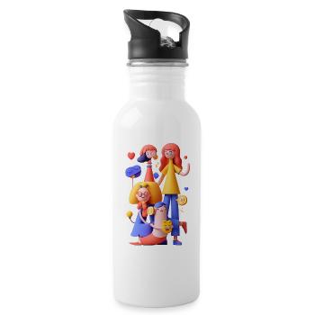 Colorful Group Scene Friendship Art - Water bottle with straw - white - Right