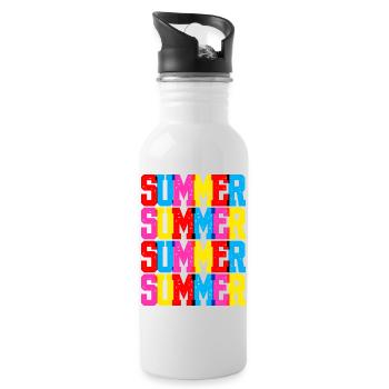 Retro Pop Art Summer wiederholte Typografie - Trinkflasche mit integriertem Trinkhalm - Weiß - Rechts