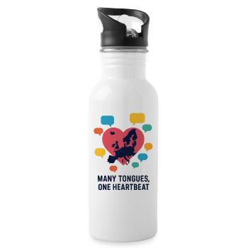Multilingual hearts of Europe - Water bottle with straw - white - Right