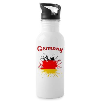 Germany, German flag - Water bottle with straw - white - Right