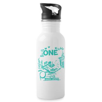 One More Gamer Lament Gaming - Water bottle with straw - white - Right