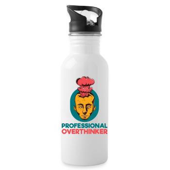 Professional Overthinker - Trinkflasche mit integriertem Trinkhalm - Weiß - Rechts