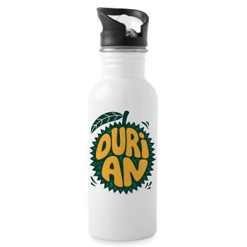 Durian fruit logo with spikes - Water bottle with straw - white - Right