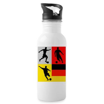 Fußball Deutschland Flaggenkunst Vierfelder - Trinkflasche mit integriertem Trinkhalm - Weiß - Rechts