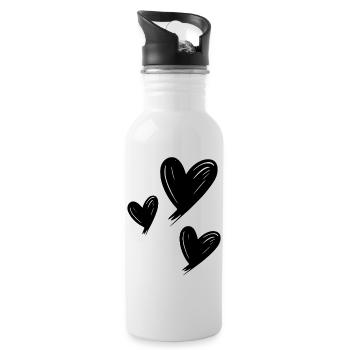 Hearts - Water bottle with straw - white - Right
