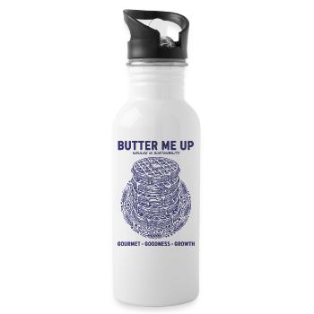 Breakfast Butter Me Up Funny Brunch Coffee - Water bottle with straw - white - Right
