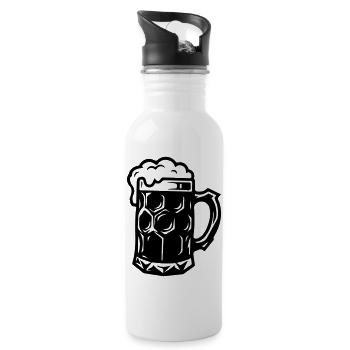 Beer Mug Symbol Booze - Water bottle with straw - white - Right