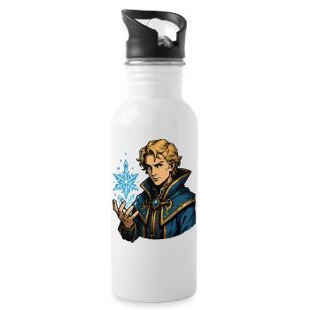 Magicien de glace avec sort de givre - Gourde avec paille intégrée - blanc - Droite