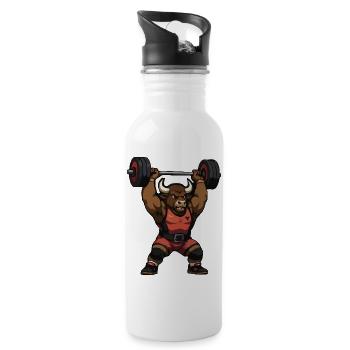 Conception d’impression Taurus Power Strongman - Gourde avec paille intégrée - blanc - Droite