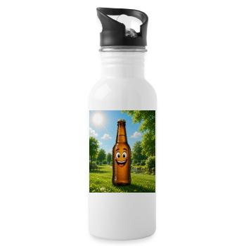 Bouteille de bière riante dans le parc - Gourde avec paille intégrée - blanc - Droite