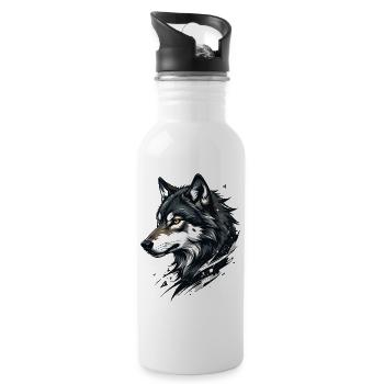 Wolfsblick Graphic - Water bottle with straw - white - Right