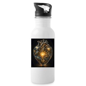Heart of networking - Water bottle with straw - white - Right
