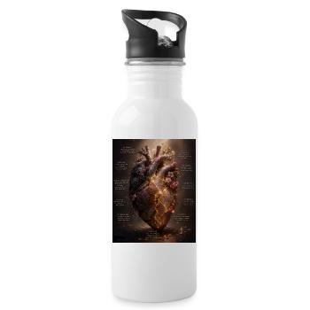 Leuchtendes Blütenherz – Bruch und Heilung - Trinkflasche mit integriertem Trinkhalm - Weiß - Rechts