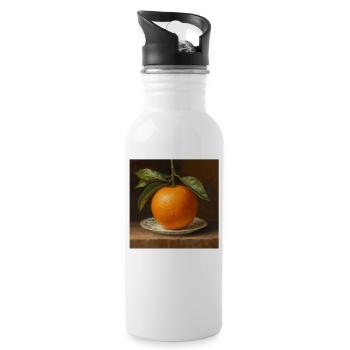 Orange dans un plat classique - Gourde avec paille intégrée - blanc - Droite