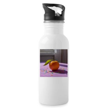 Festive orange on purple table and confetti - Water bottle with straw - white - Right