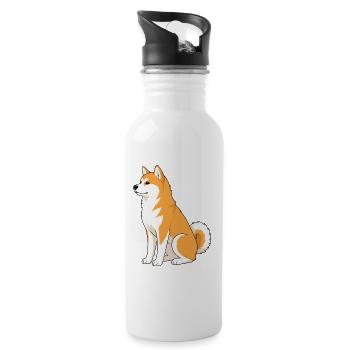 Illustration joyeuse de Shiba Inu - Gourde avec paille intégrée - blanc - Droite