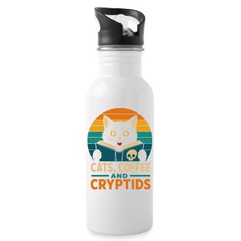 Chats, Café et Cryptides - Gourde avec paille intégrée - blanc - Droite