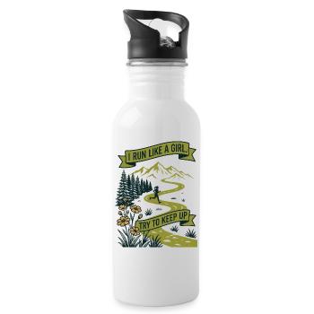 Female Runner - I Run Like a Girl, Try to Keep Up - Water bottle with straw - white - Right