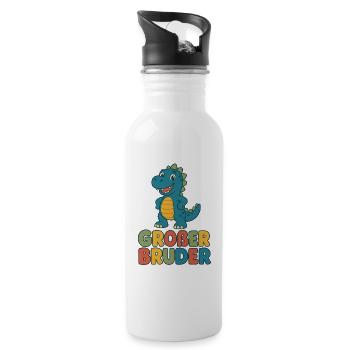 Dinosaurier Großer Bruder - Trinkflasche mit integriertem Trinkhalm - Weiß - Rechts
