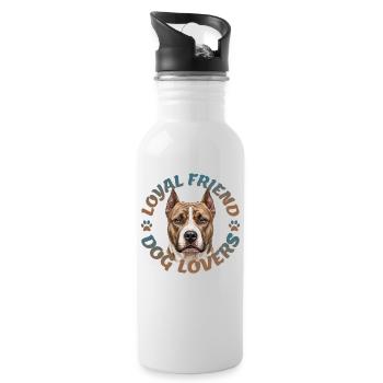 Amis fidèles, amoureux des chiens - Gourde avec paille intégrée - blanc - Droite
