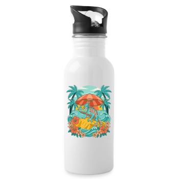 Caméléon tropical - Gourde avec paille intégrée - blanc - Droite