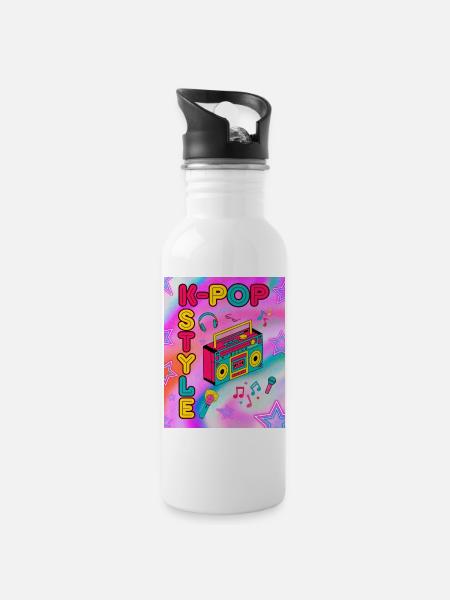 K-Pop-Stil - Trinkflasche mit integriertem Trinkhalm - Weiß