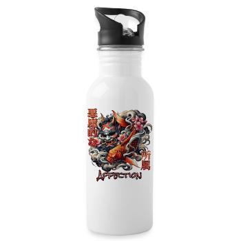Devilish Hannya Art - Trinkflasche mit integriertem Trinkhalm - Weiß - Rechts