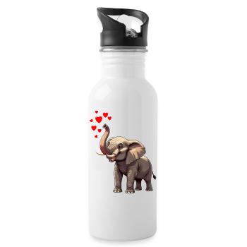 Éléphant au cœur - Gourde avec paille intégrée - blanc - Droite