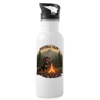 Camping vintage de teckels – Insigne du parc national - Gourde avec paille intégrée - blanc - Droite