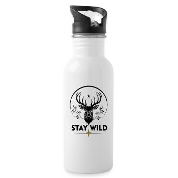 Elch Natur Wild  - Trinkflasche mit integriertem Trinkhalm - Weiß - Rechts