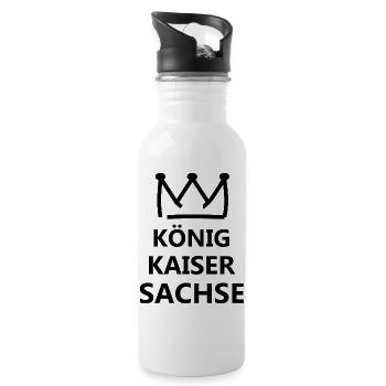 Sachsen König Krone Logo - Trinkflasche mit integriertem Trinkhalm - Weiß - Rechts